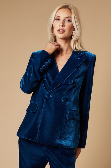 Velvet Double Breasted Blazer