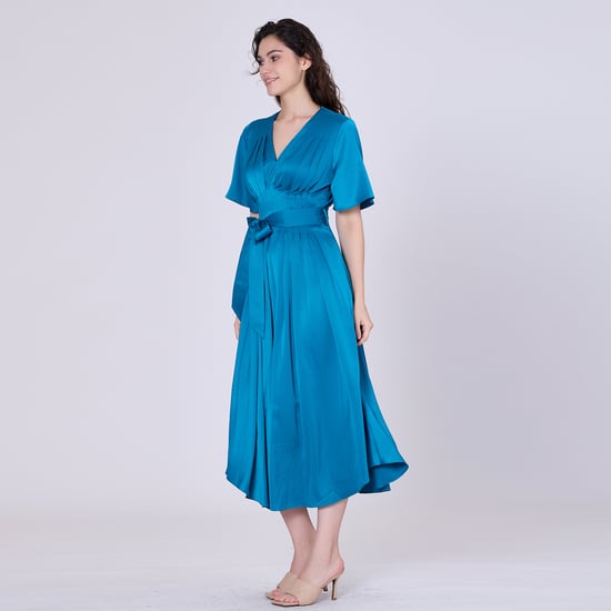 Multi pleats satin gown