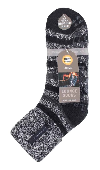 Herren Turnover Thermal Fleece gefütterte Bettsocken mit Anti-Rutsch-Griffen ) - Image 2