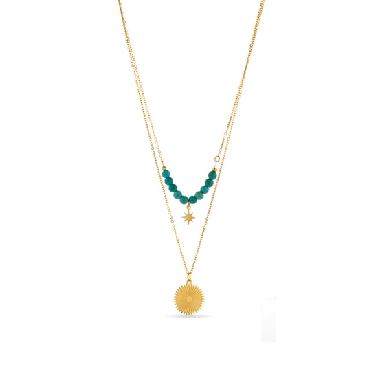 Luxenter Türkis Halskette aus 18K Gelbgold - Nanra - Image 1