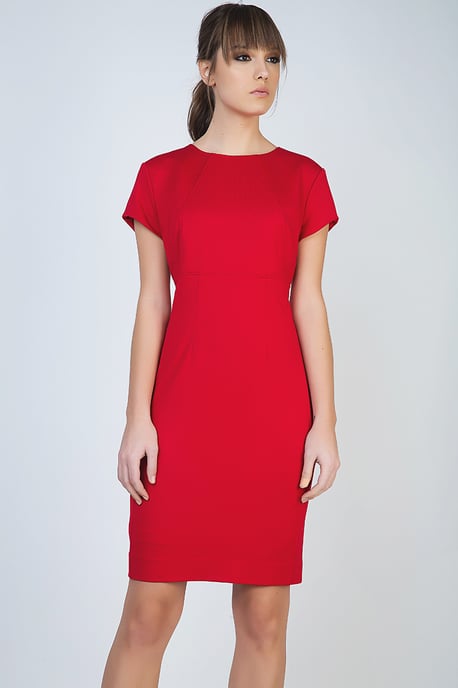 Rotes Kleid mit kurzen Ärmeln aus Stretch-Stoff - Image 1
