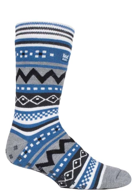 Nordisch gemusterte, rutschfeste Herren-Thermo-Pantoffel-Socken mit Greifern - Image 1