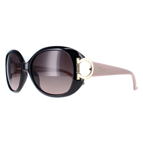Salvatore Ferragamo Oval Womens Black Taupe Brown Gradient SF668