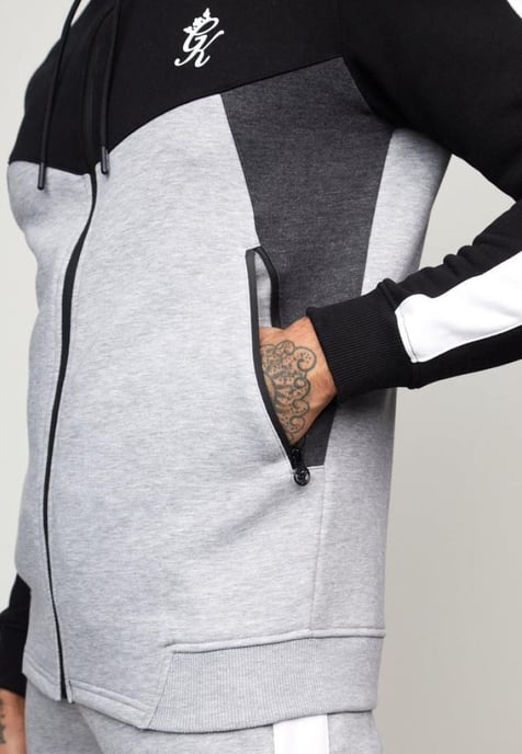 Gym King Koen Mens Zip Up Hoodie Schwarz/Grau - Image 4