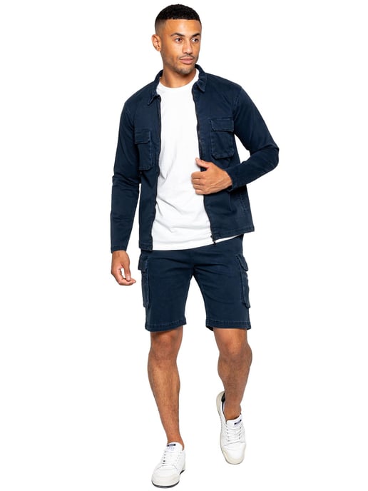 Enzo | Herren Cargo-Trainingsanzug mit Shorts Set - Navy - Image 1