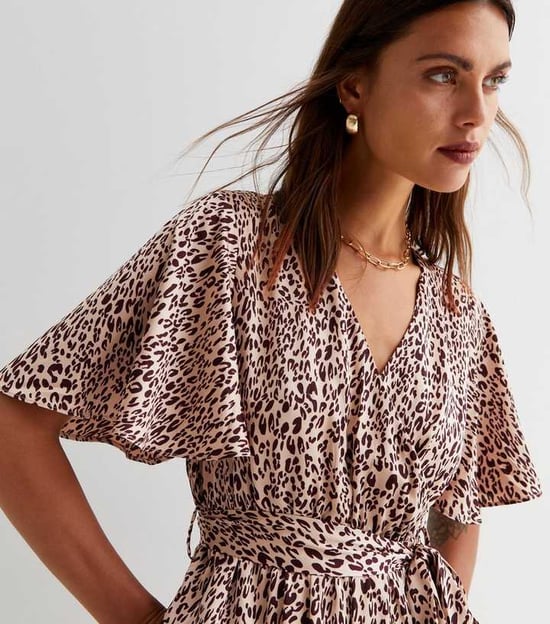 Satin Tier Engel Ärmel Wrap Jumpsuit - Image 3