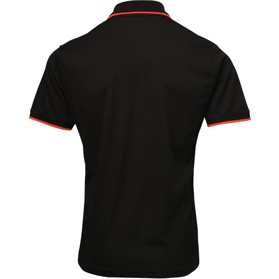 Premier Mens Contrast Coolchecker Polo Shirt (Schwarz/Orange) - Image 2