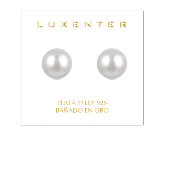 Luxenter Sterling Silber 925 Ohrringe mit weißer Perle in 18K Gelbgold - Basic - Image 2