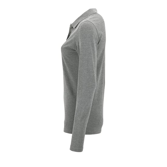 SOLS Womens/Ladies Perfect Langarm-Piqué-Poloshirt (Grau meliert) - Image 4