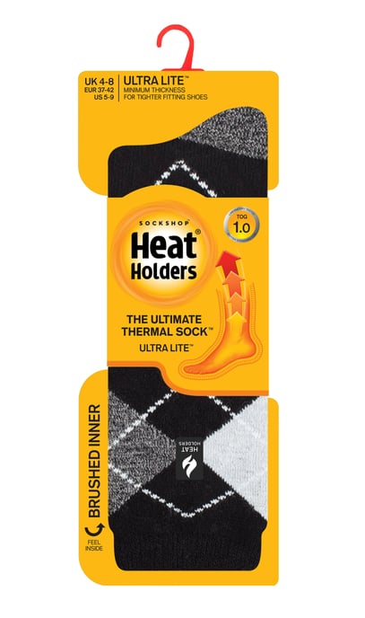 Heat Holders Damen Ultra Lite Thermal Brushed Inner Yarn Design Socken Schwarz/Grau (Valletta) - Image 2