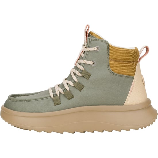 HEYDUDE Wendy Peak Apres PU beschichtetes Segeltuch Damen Olive Stiefel - Image 5