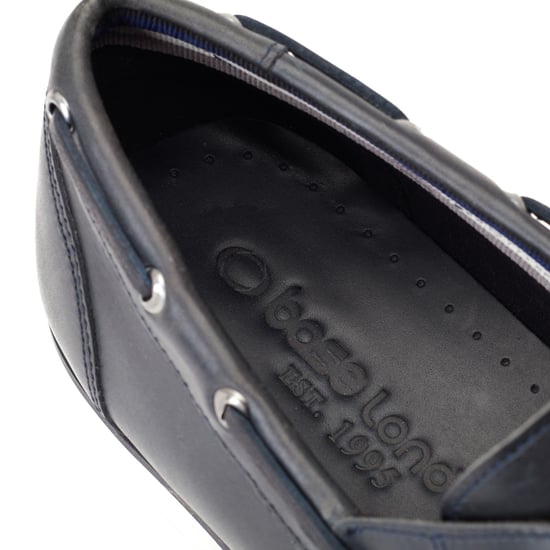 Base London Stern Leder Herren Dunkelblaue Bootsschuhe - Image 6