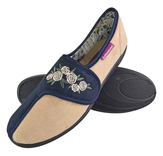 Dunlop - Ladies Adjustable Wide Fit Memory Foam Floral Velcro Hausschuhe für ältere Frauen - Image 1