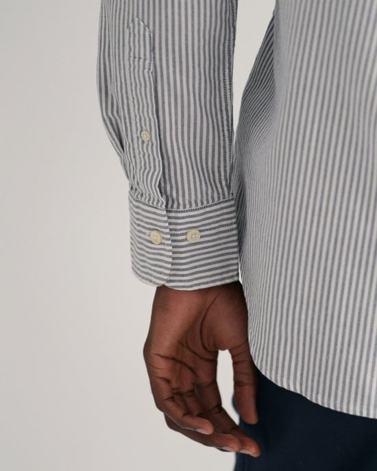 GANT Mens Regular Fit Long Sleeve Oxford Banker Stripe Shirt - Image 4