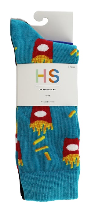 HS von Happy Socks - Herren 3er Pack Klassische Burger & Pommes Socken - Pommes - Image 2