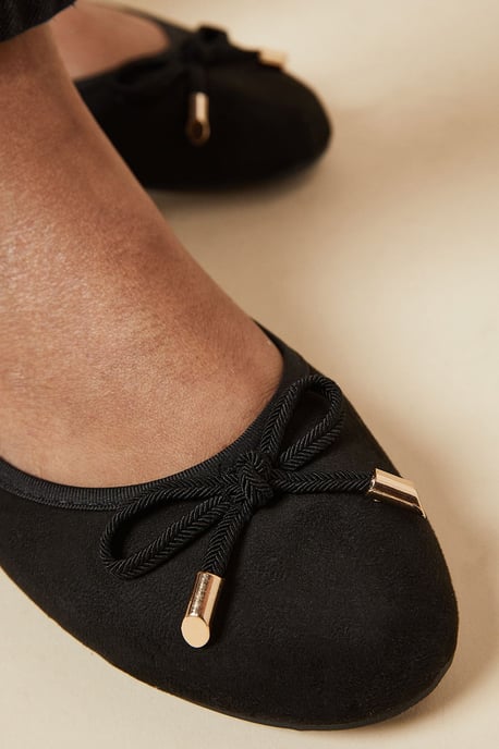 Wide Fit Peaches Bow Detail Ballet Pumps - Image 2