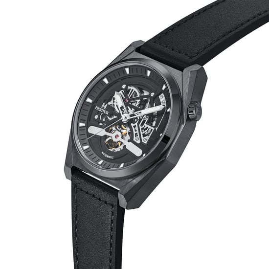 Heritor Automatic Amadeus Semi-Skeleton Leather-Band Watch