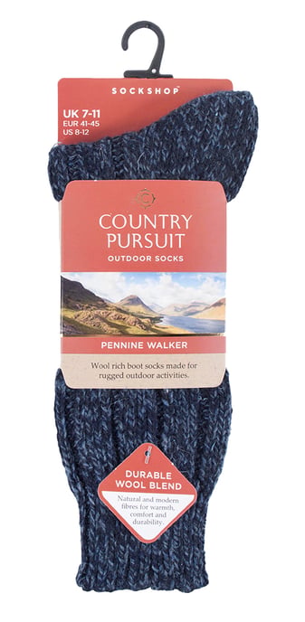 Pennine Walker - 1 Paire Homme Chaussettes Laine pour Bottes,Randonnée Trekking - Bleu Marine - Image 2
