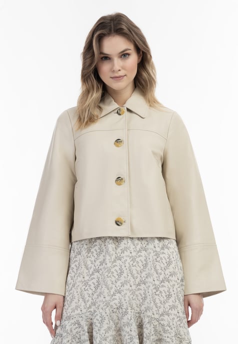 Dreimaster Lederjacke Damen Wollweiß - Image 3