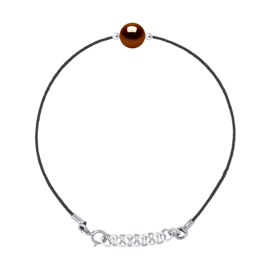 DIADEMA - Bracelet - Black Nylon - Freshwater Pearl - Chocolate color