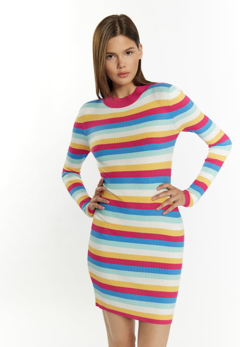 Mymo Strickkleid Damen Rosa Mehrfarbig - Image 3