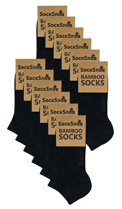 12 Paar Multipack Mens Bamboo Trainer Socken | Atmungsaktive Socken - Schwarz - Image 2