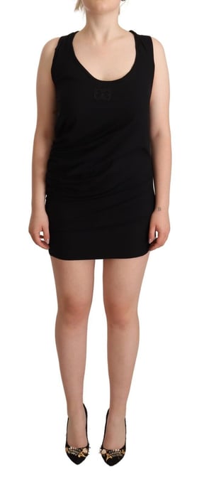 Roberto Cavalli SchwarzesÄrmelloses Baumwoll-Minikleid - Image 1