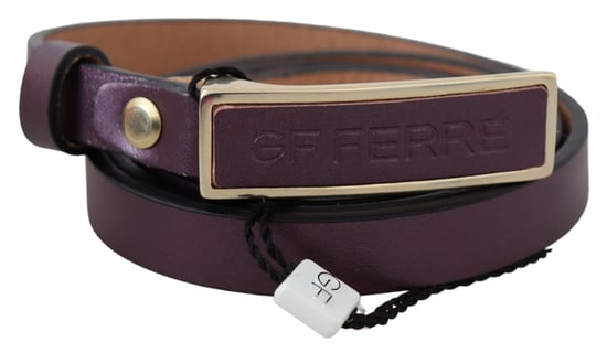 GF Ferre Ceinture skinny en cuir avec boucle et logo en or pour femme - Image 1