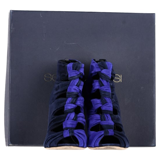 Sergio Rossi Bicolor Cut-Out Stiefeletten aus blauem Wildleder - Image 2