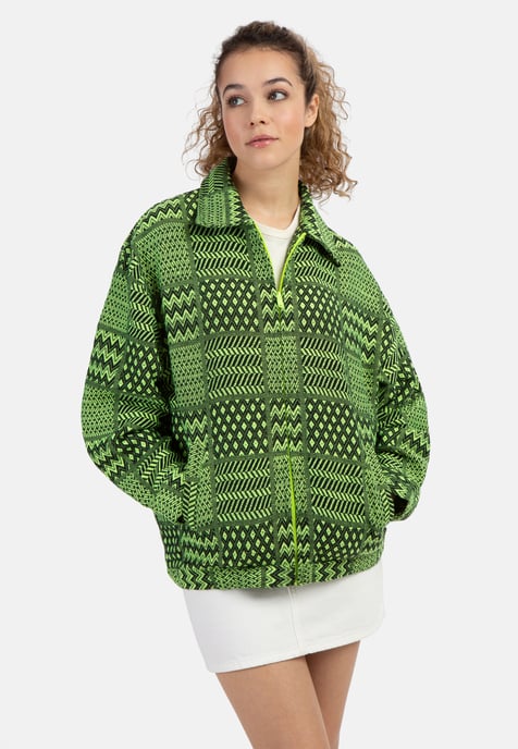 Mymo Oversize-Blouson Damen Neon Grün Schwarz - Image 3