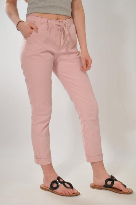 Tie Front Cotton Roll Hem Trousers - Image 3