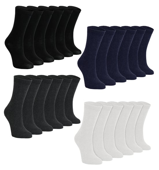 24 Paar Multipack Kinder-Schulsocken | Gestrickte einfarbige Baumwollsocken in Schwarz/Weiß/Grau/Marineblau für Jungen und Mädchen - Gemischt - Image 1