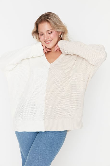 Trendyol Damen Farbblock Plus Size Pullover - Image 2