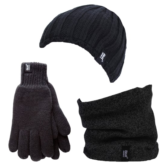 Wärmehalter - Thermische Wintermütze, Halswärmer und Handschuhe aus Fleece für Männer - Schwarz - Image 1