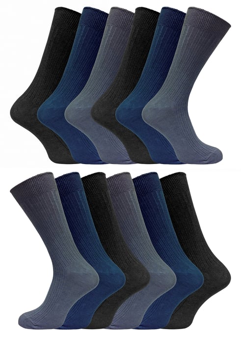 12 Paar Multipack Herren 100% Baumwolle Socken | Sock Snob | Ribbed Dress Socks - BNG - Image 1