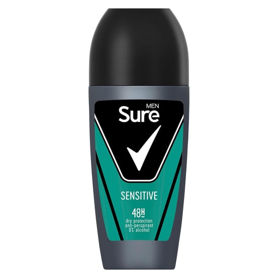 Sure Men Sensitive Antiperspirant Roll On 48H Sweat & Odour Protection, 3x50ml