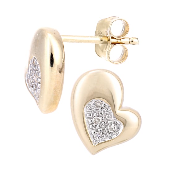 9ct Yellow Gold Diamond Heart Earrings