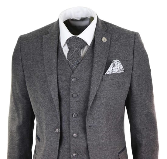 Herren 3-teiliges graues Woll-Tweed Vintage Retro Anzug - Image 3