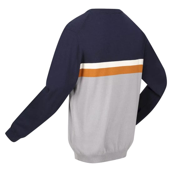Regatta Mens Kaelen Colour Block Knitted Jumper (Navy/Storm Grey)