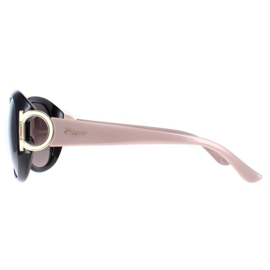 Salvatore Ferragamo Oval Womens Black Taupe Brown Gradient SF668