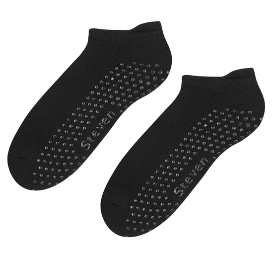 Damen Unsichtbare Rutschfeste Socken für Yoga & Pilates | Steven | Tiefe Baumwollsocken mit Griffen - Schwarz - Image 2
