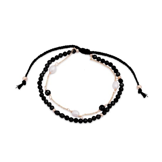 Luxenter athat metal alloy and hydrothermal quartz onyx bracelet 18K gold plated finish