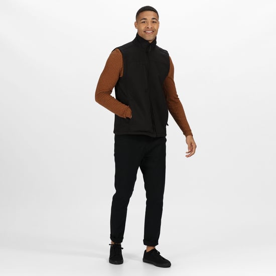 Regatta Mens Flux Softshell Bodywarmer / Sleeveless Jacket Water Repellent And Wind Resistant (All Black)