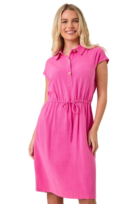 Petite Button Detail Tie Waist Shirt Dress