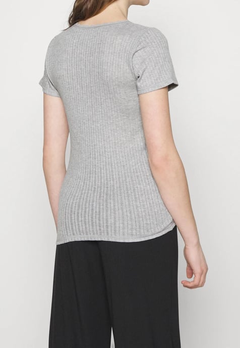 Damen 2er Pack Thermal Pointelle Kurzarm Tops in Grau - Image 3