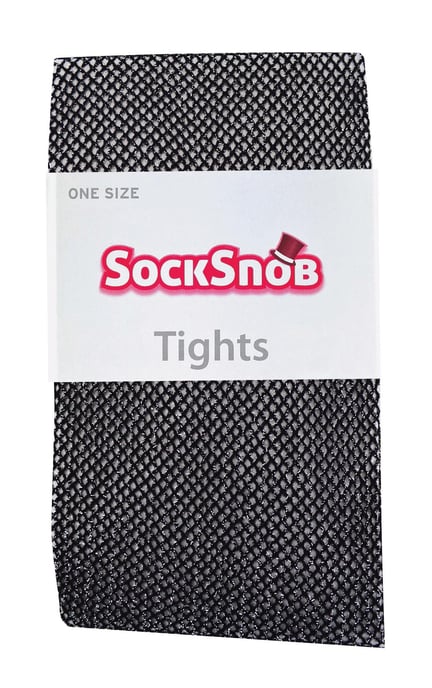 Netzstrumpfhose für Frauen mit Glitzer | Sock Snob | Glänzend | Hohe Taille - Silber - Image 2