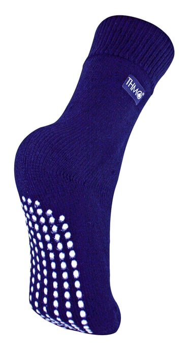 Kids Indoor Slipper Socken mit Greifern | THMO | Thick & Warm Comfort Loose Top Non Slip Thermal Socks - Navy - Image 1