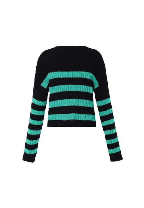 Mymo Strickpullover Damen schwarz grün - Image 1