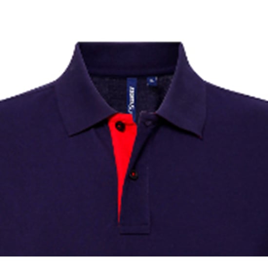 Asquith & Fox Herren Classic Fit Kontrast-Poloshirt (Navy/ Rot) - Image 4