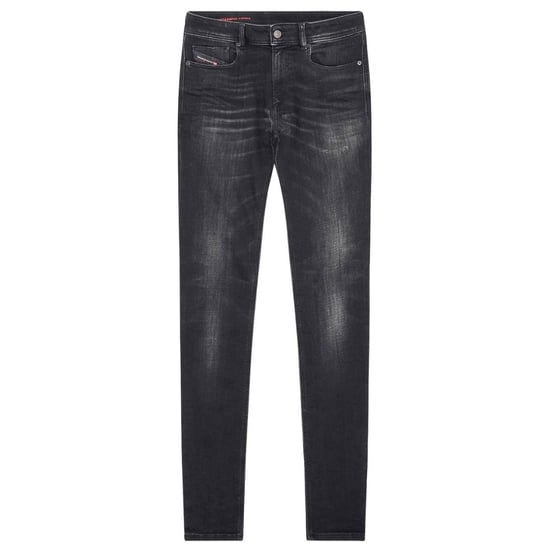 Diesel Sleenker Destroyed Reinforced Denim Schwarze Rohrenjeans - Image 1